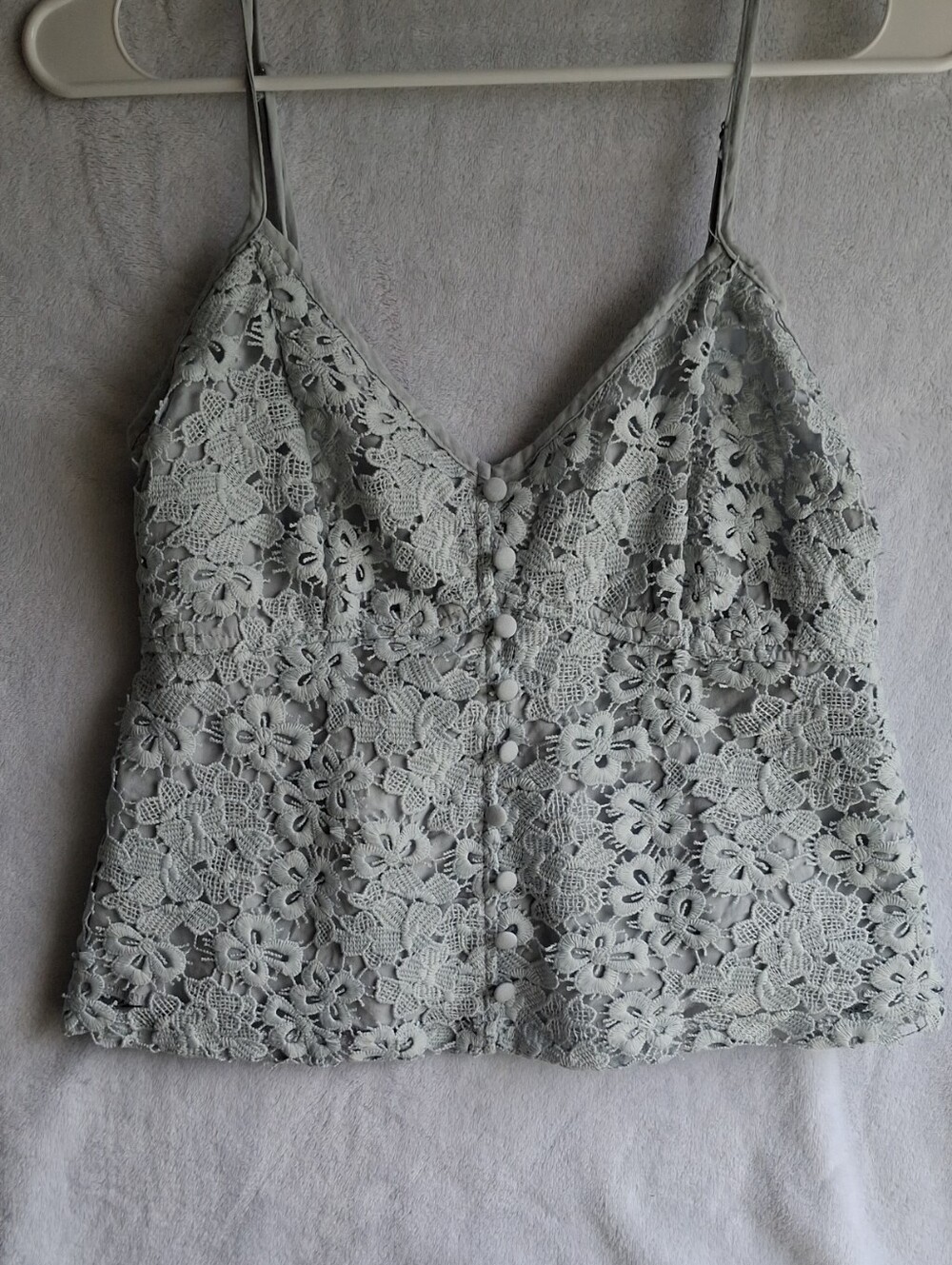 Pale Gray Blue Floral Lace Camisole Top